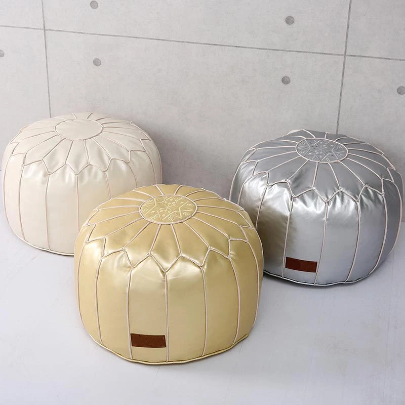 

Handmade artificial fur Morocco pouf 52*52*38cm, Home decoration seat pillow cushion without core. removable PU cushion case