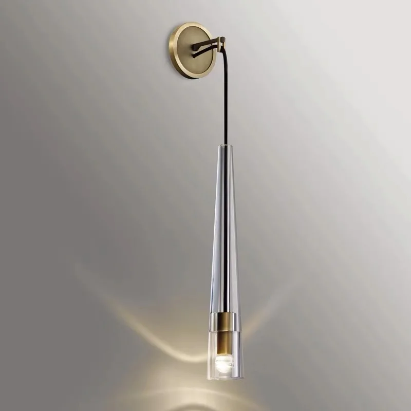 

sitting room wall lamp head of a bed bedroom example room study personality all copper light luxury crystal wall lamp