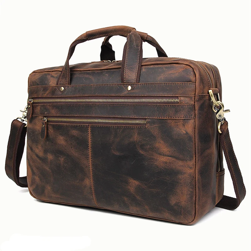 

Luufan Men Vintage Genuine Leather Briefcase For 17'' Laptop Business Portfolio Full Grain Leather Messenger Bag Work Tote