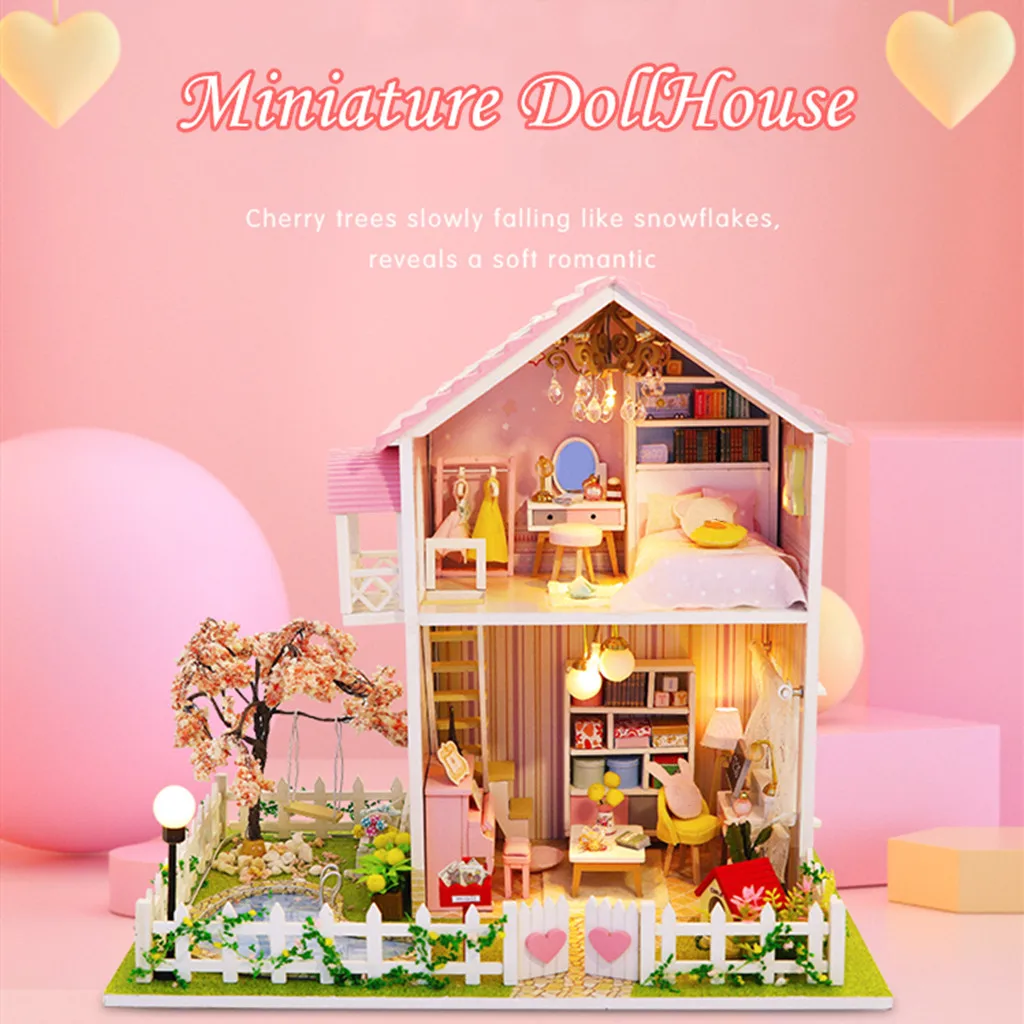 Diy Miniature Doll House Model Toys For Kids 3d Wooden Furniture Flower Room Simulation Toy Christmas Decorate Craft Toy Gift G6