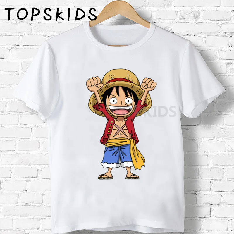 2020 футболка для мальчиков Аниме One Piece Luffy Ace Sabo Law Zoro & Nami Мультяшные Детские