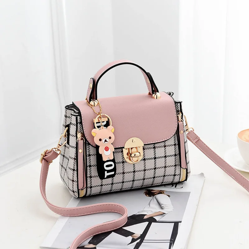 

Handbag Woman Package 2019 Lattice Small Square Package Single Shoulder Package All-match Diagonal Package