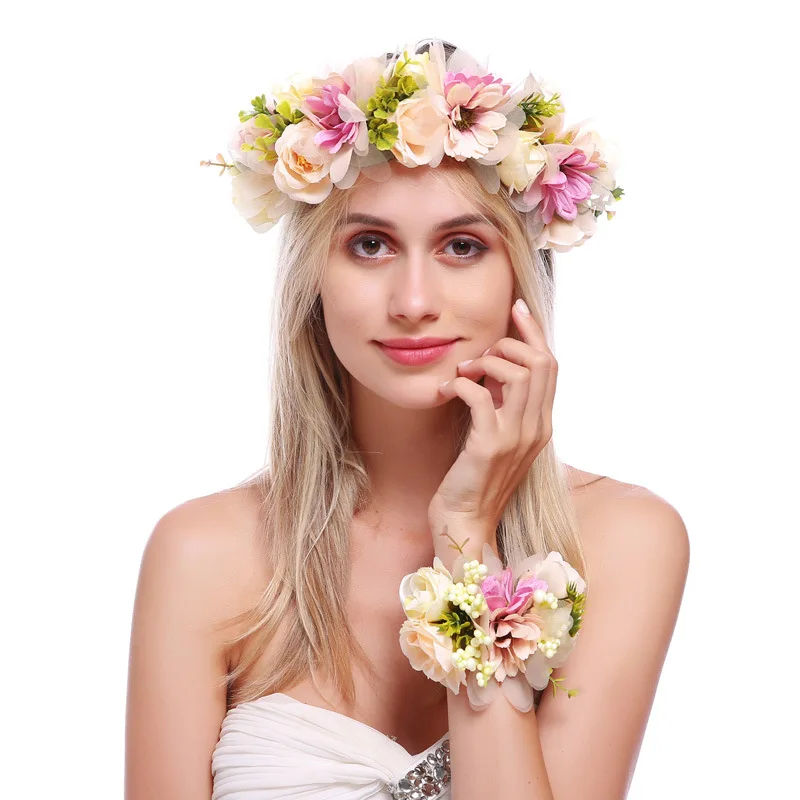 

headband garland floral hoop hair bands for women sandbeach headwear flowers hair clips for women headband