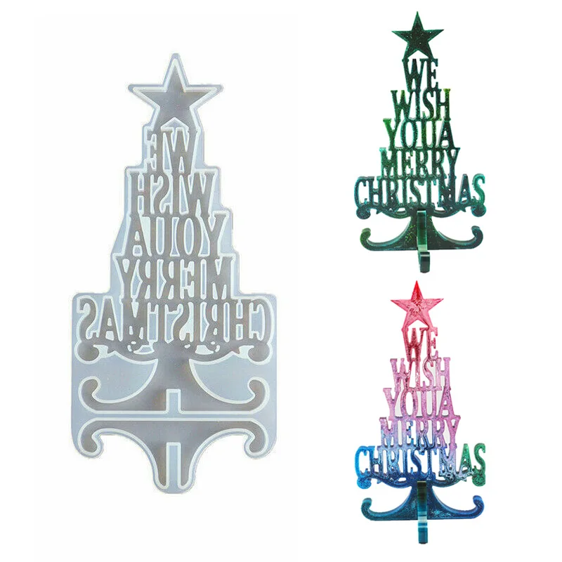 

Christmas Series Crystal Epoxy Resin Mold Christmas Tree Letter Silicone Mold Decoration Christmas Silicone DIY Resin Mold