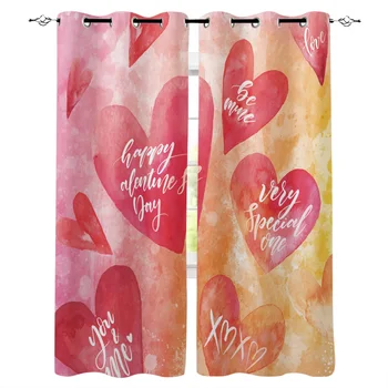 

Watercolor Heart Design Curtains Window Living Room Curtains Kitchen Indoor Window High Blackout Curtain Thick
