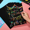 Magic Rainbow Color Scratch Art Paper Card Set With Graffiti Stencil Drawing Board Stick DIY Art Painting Educational Toys Gift ► Photo 3/6