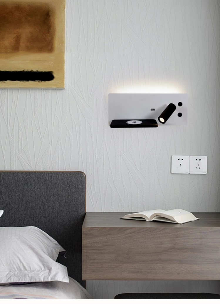 wall lights for bedroom Led For Bed Wall Sconce With USB Wireless Charging Table lamps Room Reading Modern Interior Wall light Bedside Bedroom lights art deco wall lights