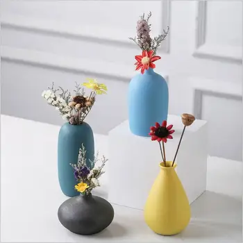 

Dried Flower Ceramic Vase Decorative Chinese Style Water Plant Pot with Small Mouth Tabletop Home Decor