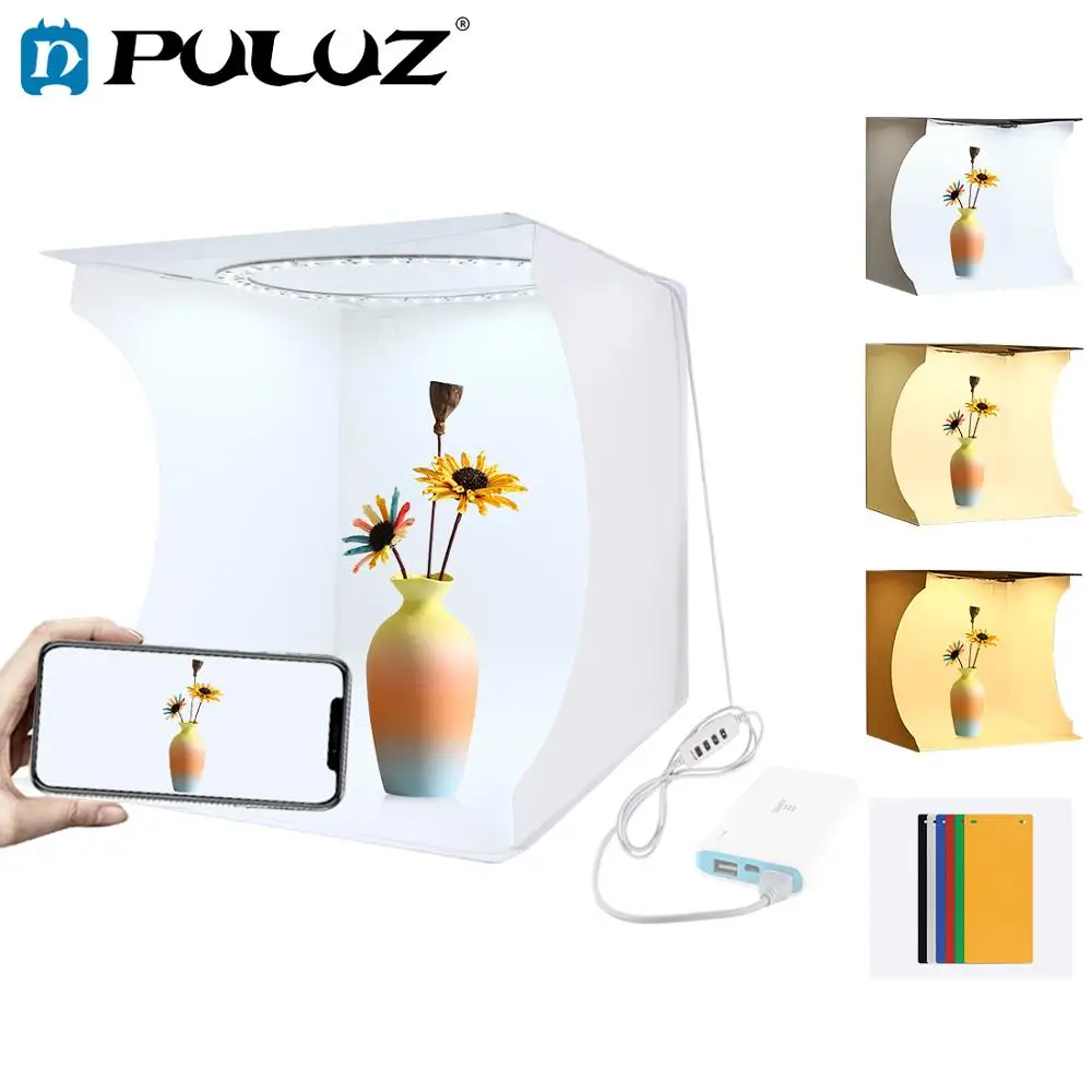 

PULUZ 20/30cm lightbox Mini Foldable Photo Studio Box Photography LED 30cm Lightbox Studio Shooting Tent kit& 6 Color Backdrops