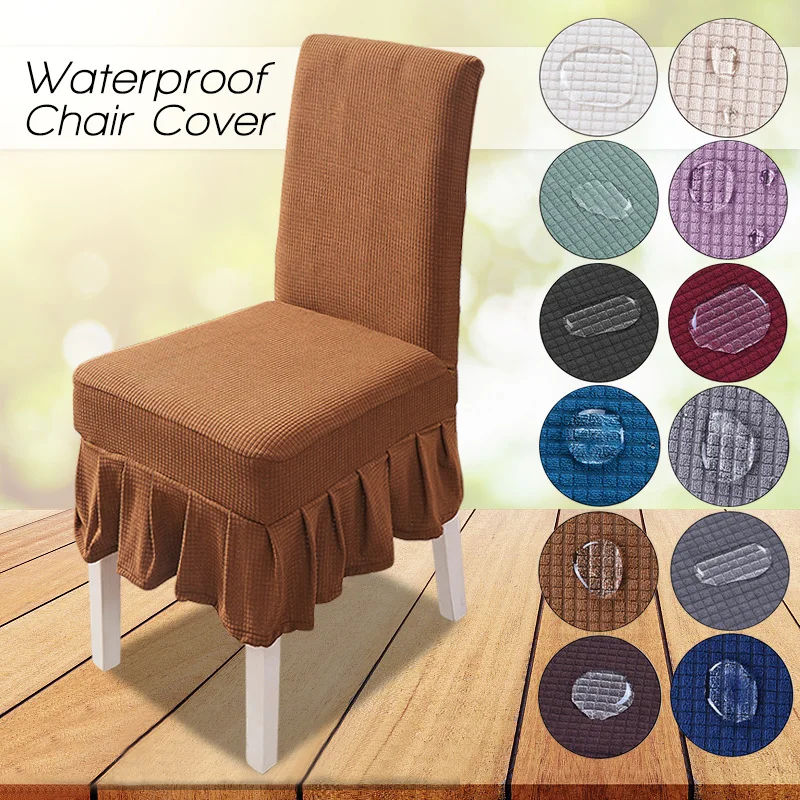 

Waterproof Polar Fleece Chair Cover Dining Room Banquet Chair Slipcover Stretch Chair Skirt Elastic Chair Covers Wedding Decor