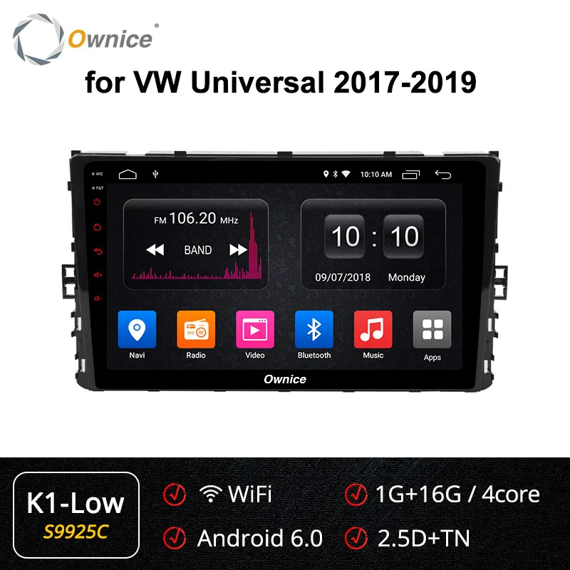 Ownice k3 k5 k6 автомобиля Автомобильный DVD проигрыватель для Golf PASSAT Tiguan ПОЛО Jetta Arteon радио gps 4 аппарат не привязан к оператору сотовой связи 8 сердечника DSP оптического волокна - Цвет: S9925 K1 LOW