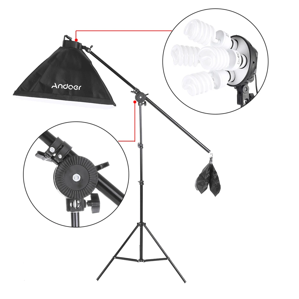 Andoer Photo Studio Lighting Kit Softbox 45W Bulb
