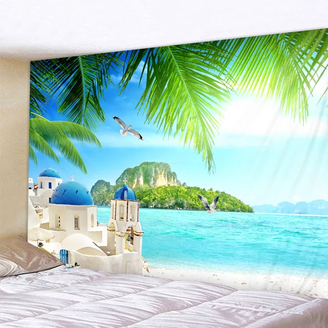 Tapisserie de plage tropicale nordique Mandala tenture murale Hippie décoration de chambre tapisserie psychédélique tapisserie bohème, 6 tailles 6