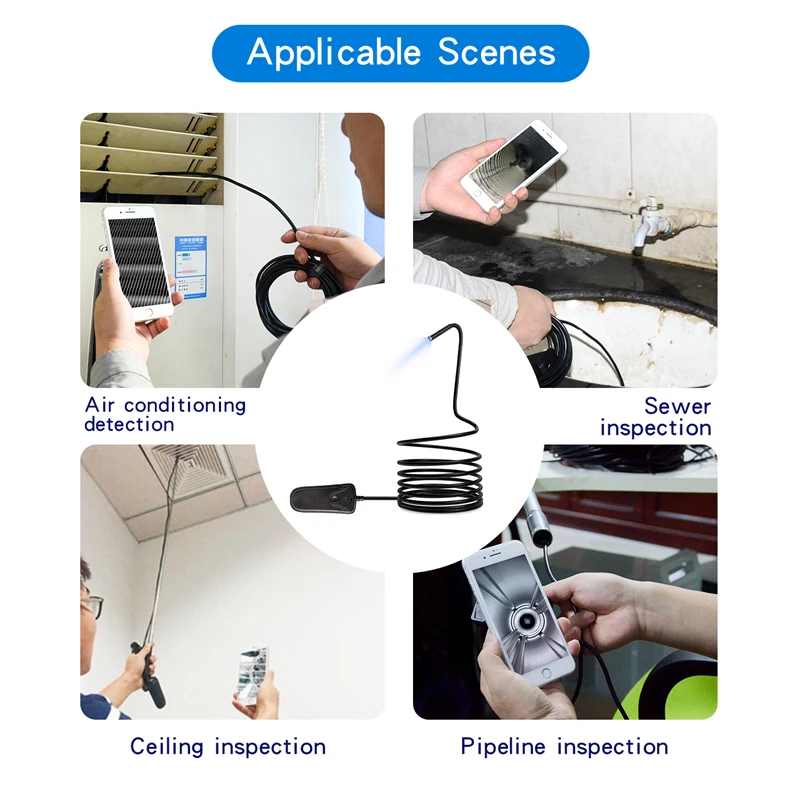 Antscope 1080P HD телескопическая Wifi эндоскоп камера 5,5 мм полужесткая змея камера USB бороскоп IOS эндоскоп для Iphone планшета