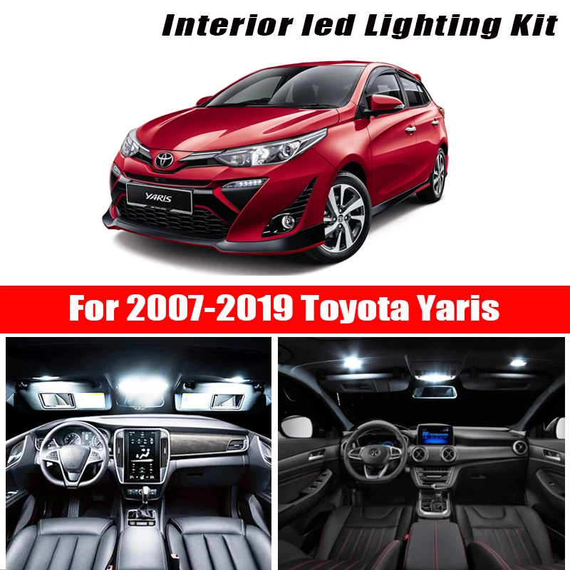 Для 2007 2019 Toyota Yaris белые автомобильные аксессуары Canbus без ошибок светодиодный