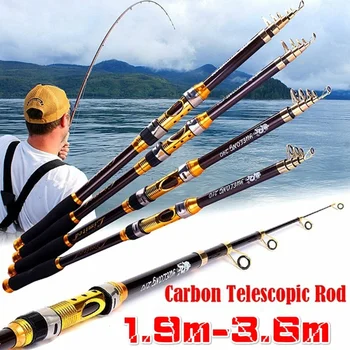 

PULLINE 1.9/2.1/2.4/2.7/3.0/3.6m 1PC Carbon Fibe Portable Fishing Rod Telescopic Travel Spinning Fishing Pole