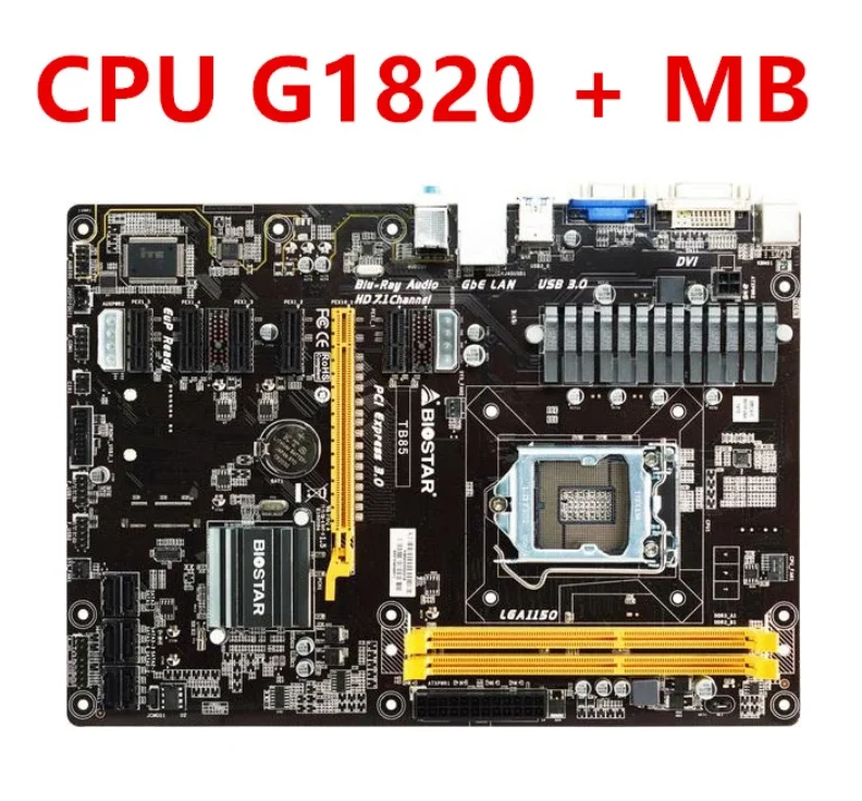 

6GPU 6PCI-E Professional mining BTC PRO Used for Biostar TB85 G1820 Desktop Motherboard B85 LGA 1150 DDR3 4G SATA3 USB3.0