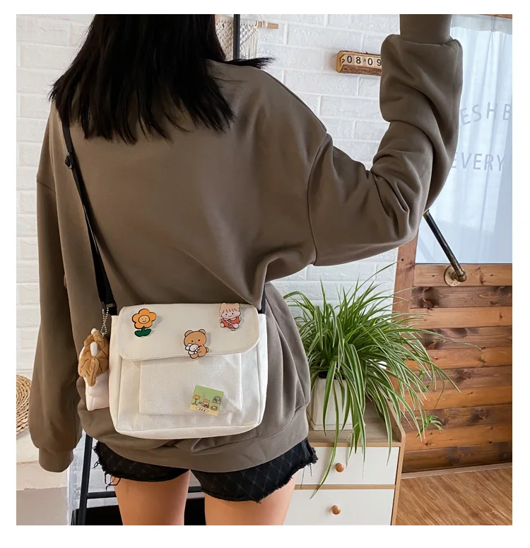 Cute Canvas Small Bag Female 2022 New Japanese Harajuku Diagonal Bag Wild Student Girl Shoulder Bag Bags for Women