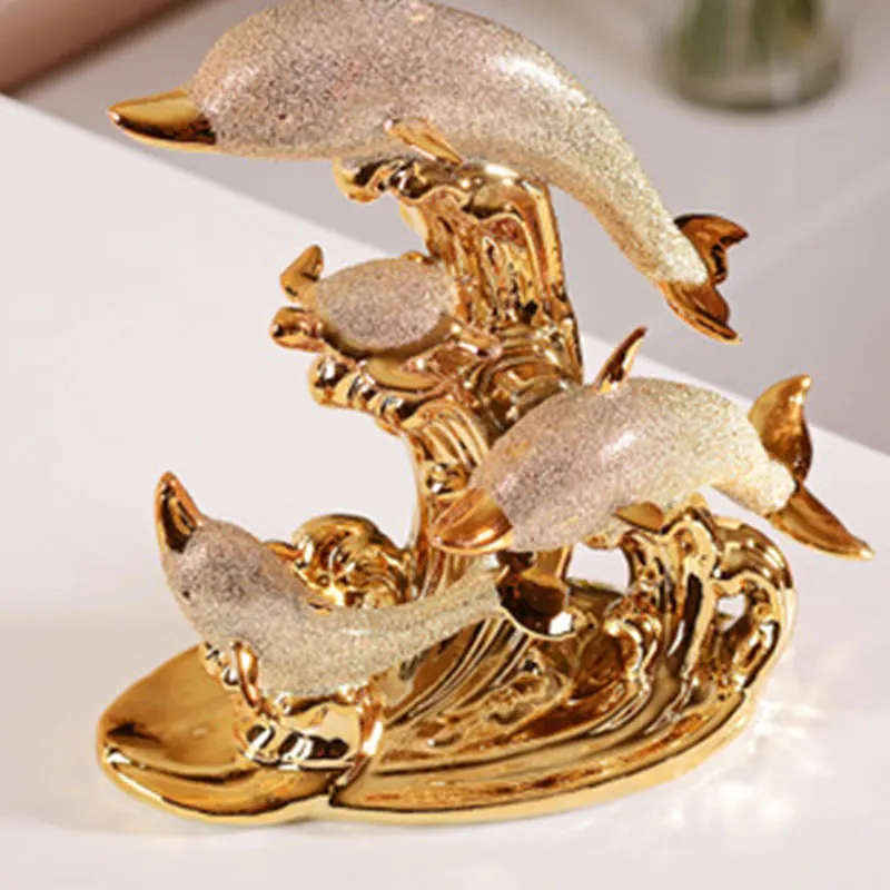 Ceramic Dolphin Statue Home Decoration Accessories Crafts Room Decoration Living Room Wedding Ornament Porcelain Animal Figurine