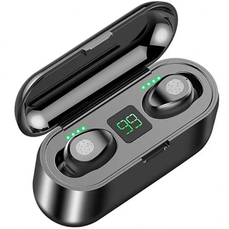 Беспроводные наушники с микрофоном Bluetooth V5.0 F9 TWS светодиодный дисплей 2000 мАч
