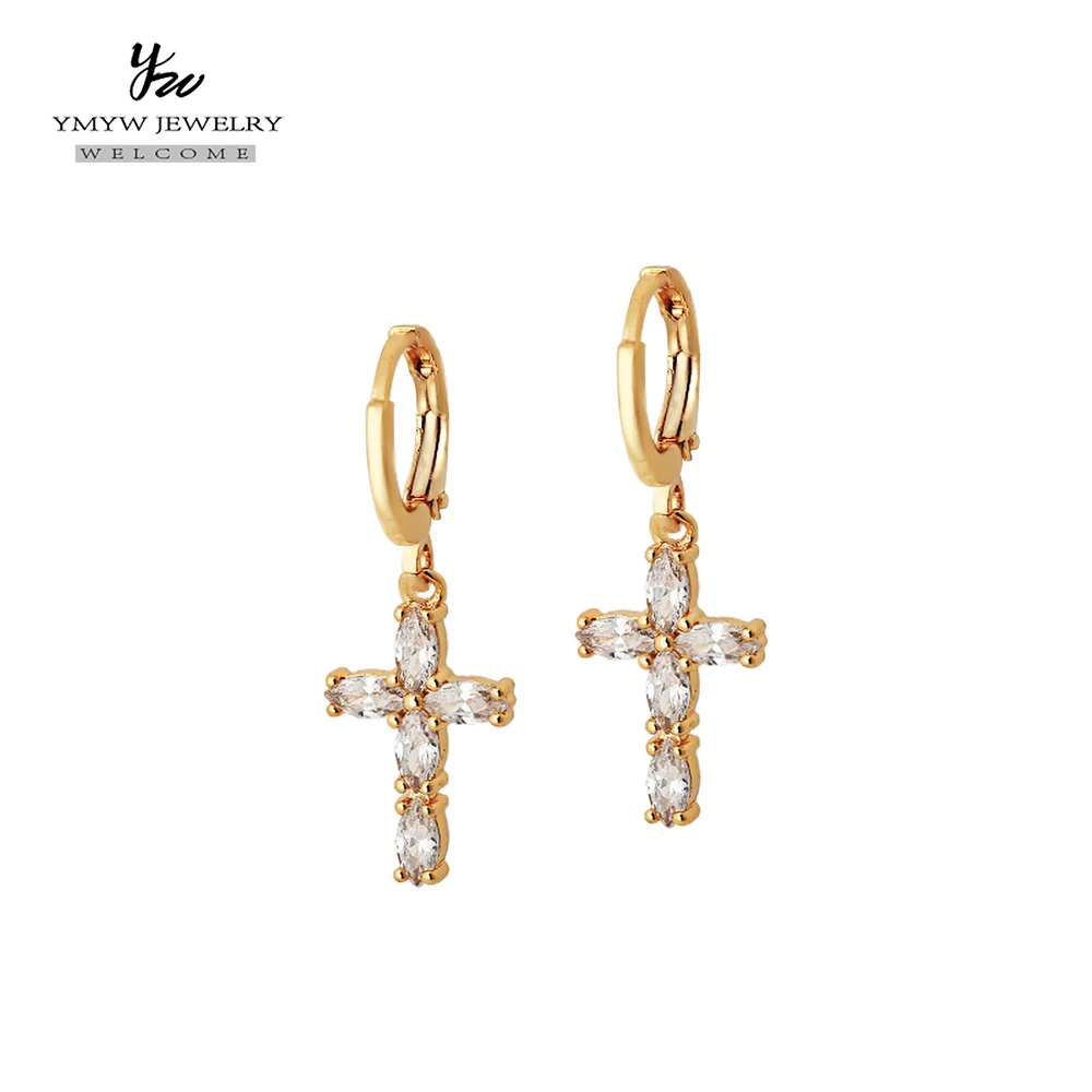 

YMYW Fashion Cubic Zircon Copper Earrings Luxury Geometric Cross Charm Earrings for Women Girls Party Gift Wedding Orecchini