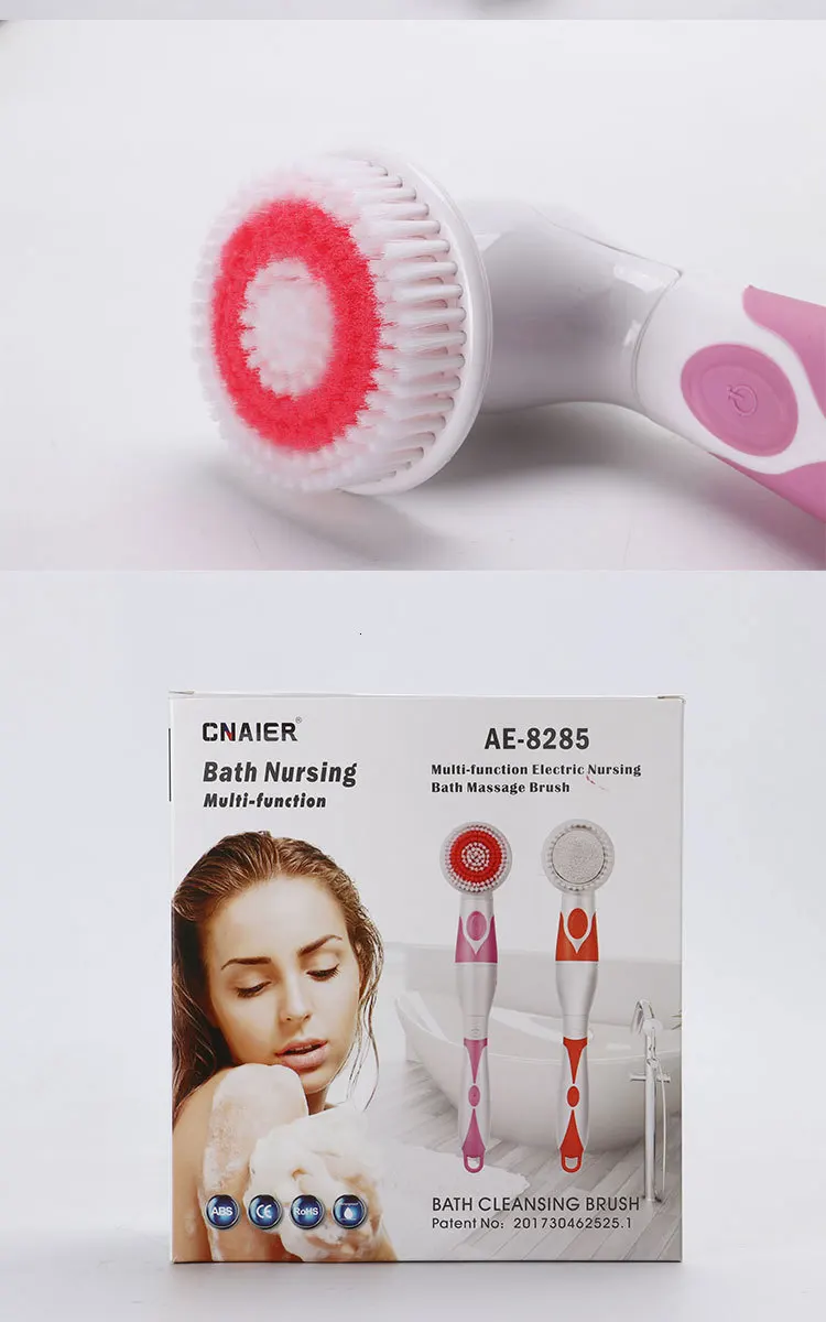 NEW 4-In-1 Electric Bath Brush Long Handle Waterproof Body Cleansing Brush Massage Home Shower Clean Spa System Health Care