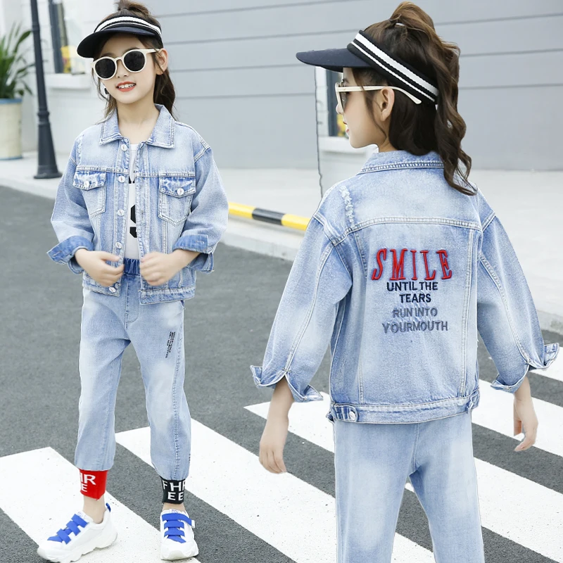 

Girl Boy Jacket Autumn Smile Unisex Autumn Spring Winter Child Denim Cloth Teen Outerwear
