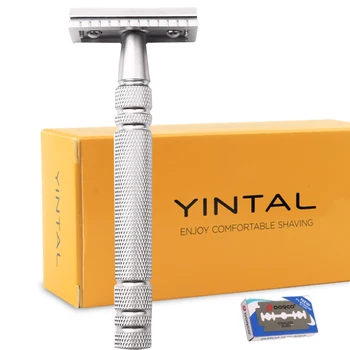 

Men Shaving Blade Replaceable Classic Safety Razor Manual Shaver Matte Nonslip Blank Brass Double Edge Razor