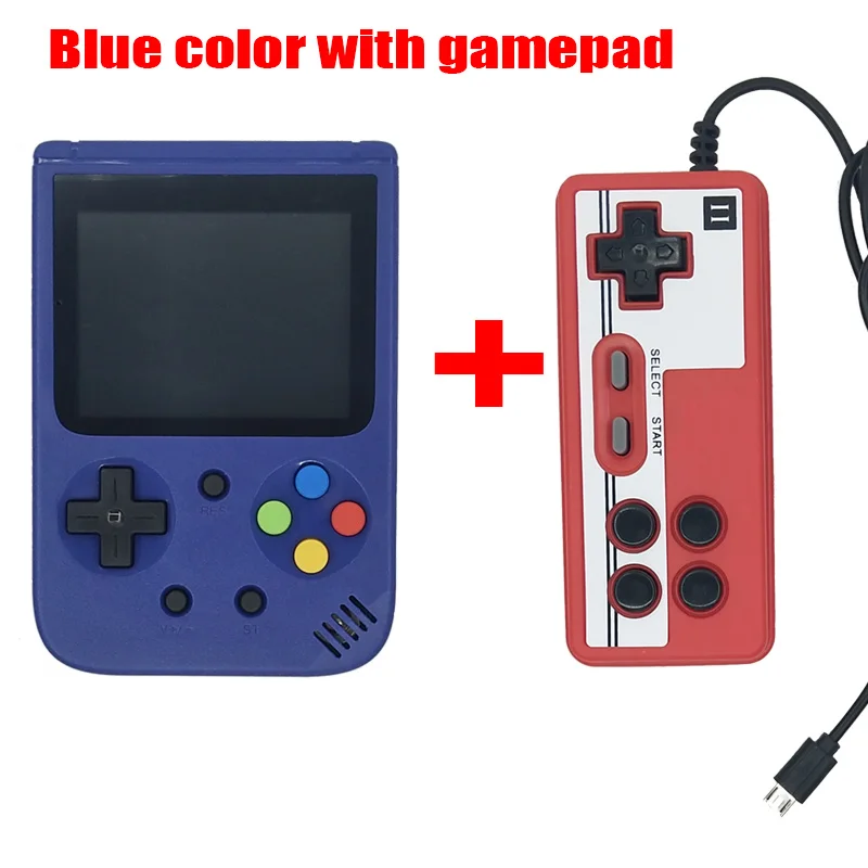 Ретро портативная мини портативная игровая консоль 8 бит 3,0 дюймов цветной ЖК-дисплей Детский Цветной игровой плеер встроенный 500 игр - Цвет: blue with gamepad