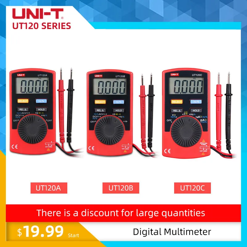 Digital UT120A UT120B UT120C Цифровой мультиметр 4000 счетчик дисплей Авто Диапазон мультитестер измеритель напряжения постоянного тока Тестеры