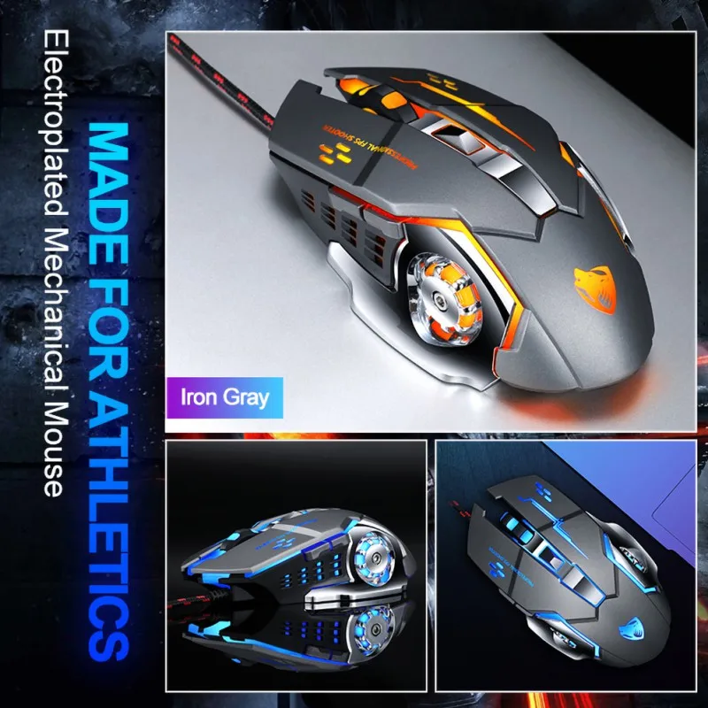 USB Проводная компьютерная игровая мышь Механическая игровая проводная мышь Esports компьютер 7 цветов дыхательный свет 3200 точек/дюйм