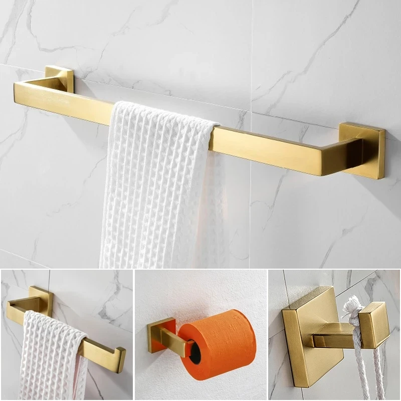 Towel rack towel holder bathroom hardware set towel hooks Gold/Matte Black Bathroom Hardware Kit Bathroom Accessories Set Wall Toilet Roll Paper Holder Robe Hook Hanger Towel Bar