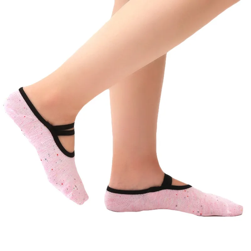 Women Yoga Socks Round Head Backless Cotton Non-Slip Bandage Sports Socks Breathable Pilates Ballet Dance Sock Slippers AHPU