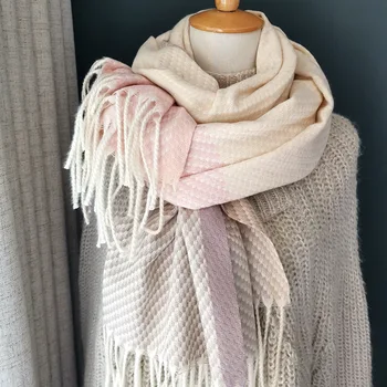 

New Knitted Winter Scarf Women Patchwork Solid Cashmere Scarves Wraps Keep Wram Shawls Female Pashmina Lady Blanket Shawls