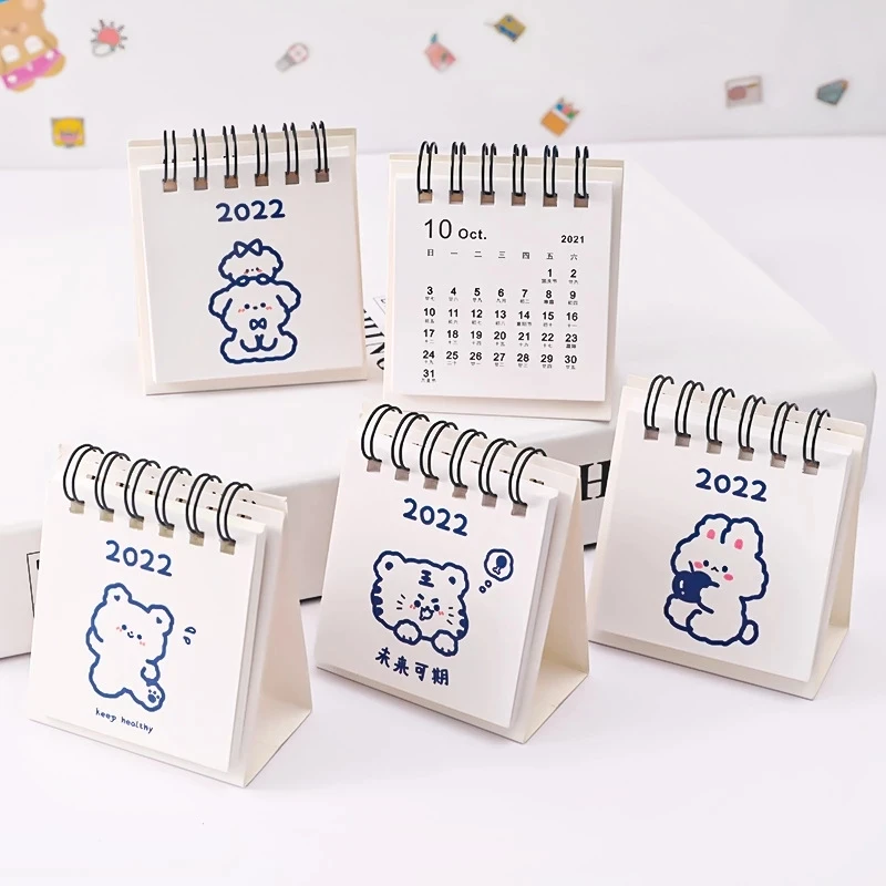 Cute Calendar 2022 2022 Mini Cute Desk Calendar Kawaii Cartoon Animals Calendar Dual Daily  Scheduler Table Planner 2021.6~2022.12|Calendar| - Aliexpress
