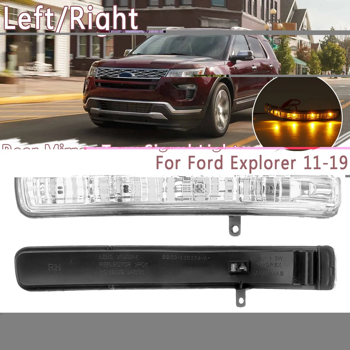 

Genuine Rearview Mirror Indicator Light rear view mirror Turn Signal lamp For Ford Explorer 2011 2012 2013 2014 2015 2016-2019