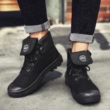 Новинка года; сезон осень-зима; мужская обувь на нескользящей подошве; дышащая парусиновая теплая обувь средней высоты; Мужская Уличная прогулочная Повседневная модная обувь