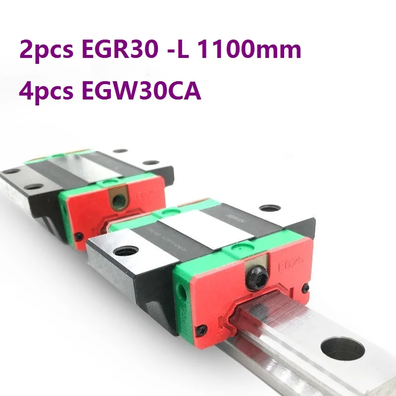 

2pcs origial Hiwin rail EGR30 -L 1100mm linear guide + 4pcs EGW30CA flanged carriage blocks for CNC router