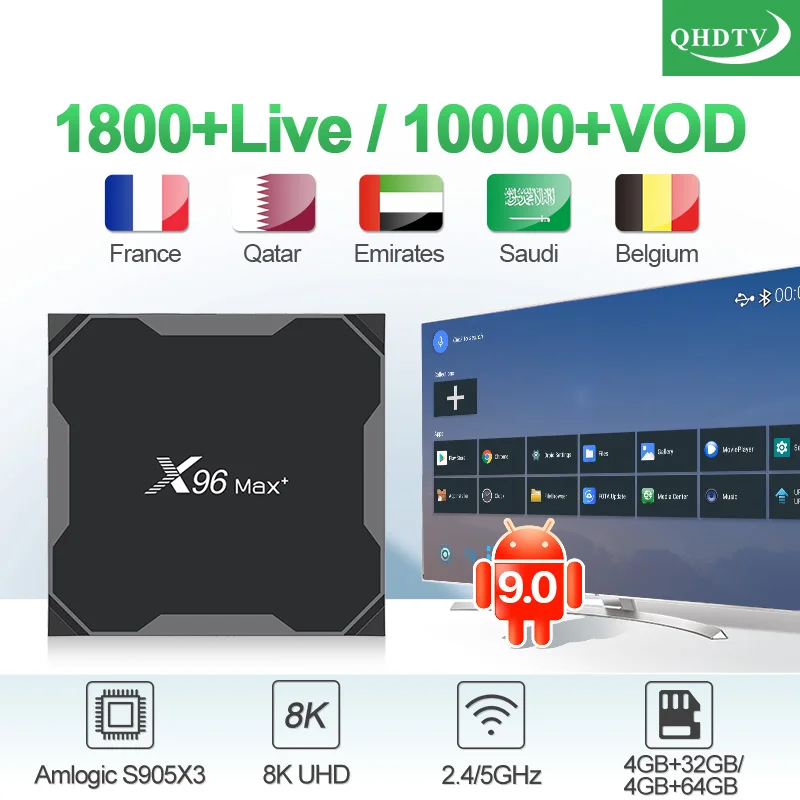 IP tv Франция арабский Испания QHD tv Android IP tv подписка S905X3 BT 4,1 2,4G/5G wifi IP tv box Бельгия голландский французский IP tv X96 Max