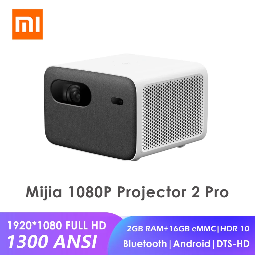 Проектор Xiaomi Mijia 2 Pro HD 1080P 1300 ANSI люменов Поддержка 8K ГБ + 16 Гб eMMC поддержка боковой