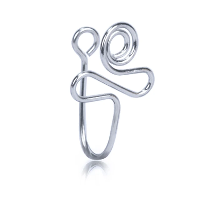 Fake Nose Piercing Ring Nose Cuff And Stud Jewelry Cooper Curve Shape Nose Clip Non Piercing Nose Ring Clip Ear Clip 3-silver