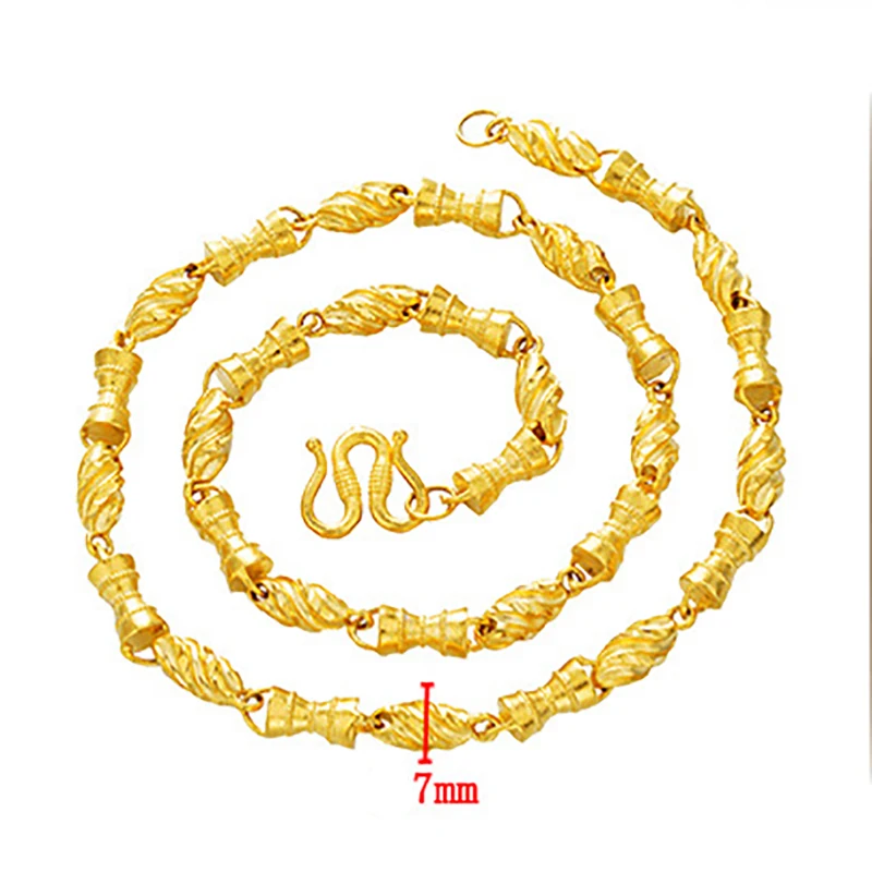 Дизайн Дубай Королевский 24K ожерелье из золотой цепочки для мужчин и женщин золотой цвет для Кулон спиральный поворот не выцветает вечерние ювелирные изделия