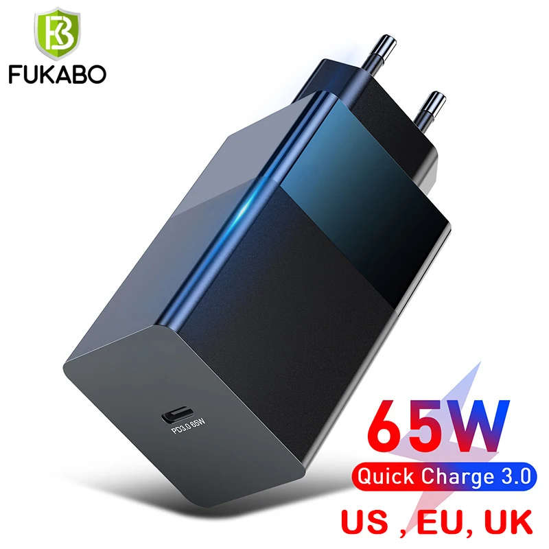 65 Вт Quik Charge 3 0 PD Быстрая Зарядка адаптер Универсальный Тип C GaN зарядное устройство