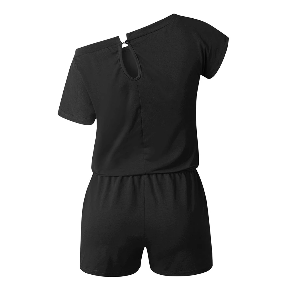 Cotton Solid Casual Short Sleeve Pocket Female Jumpsuit New Arrival Women Summer Fashion Slim Elegant Short Rompers Female