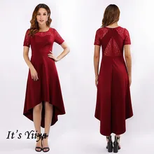 Это Yiiya платье для выпускного вечера с коротким рукавом и О-образным вырезом, элегантное асимметричное кружевное платье, женские вечерние платья, вечерние платья C441