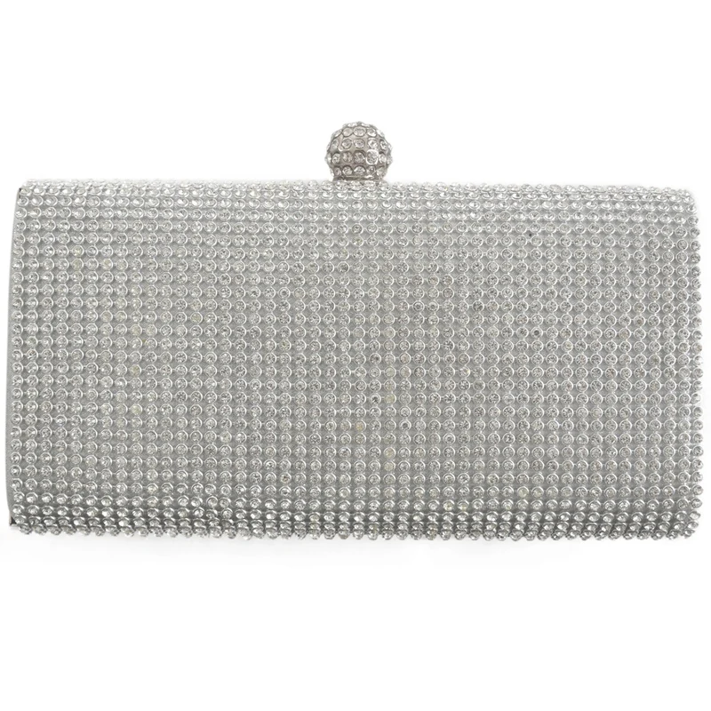 

ABZC-New Silver Diamante Diamond Crystal Evening bag Clutch Purse Party Prom Wedding