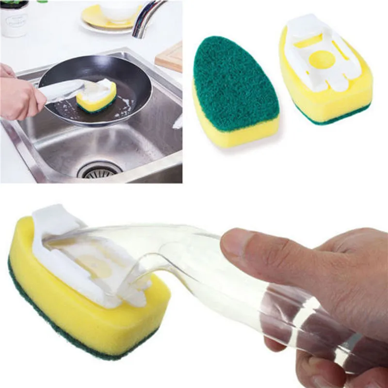 Блюдо Чистящая губка, щетка для мытья жидкое мыло с дозатором ложки с длинной ручкой для очистки Кухня поставки Кухня и набором инструментов для чистки