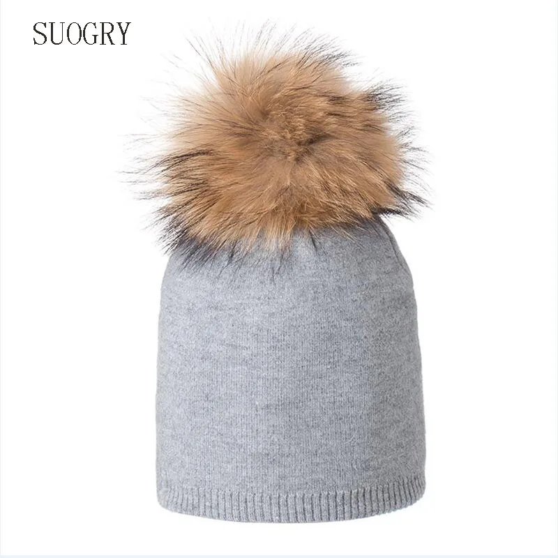 

SUOGRY Fashion Female Winter Hat for Women and Girl Mink Fur Pom Poms Knitted Hat Beanie Hat Brand New Thick Cap