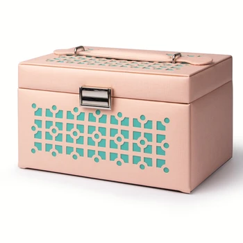 

Mini stud earrings ring Jewelry Box with logo Pu Leather With Zipper White Travel Portable caja de joyas