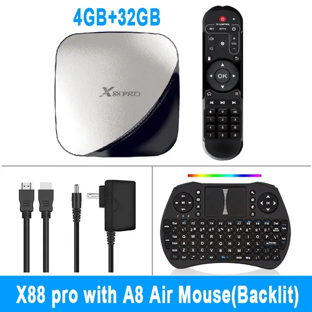 4GB 32GB A8-Backli Smart Android tv Box Android 9,0X88 Pro 4 ГБ 32 ГБ 64 Гб RK3318 2,4G& 5G wifi 4K 3D HDR медиаплеер Google Play телеприставка - Цвет: 4GB 32GB A8-Backli
